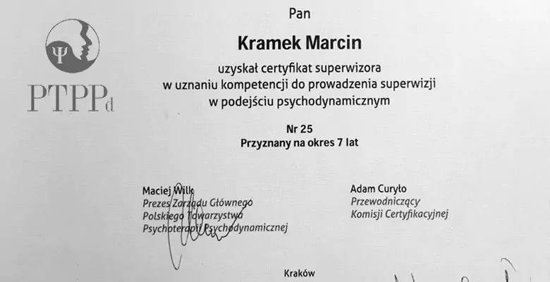 Certyfikat Superwizora Marcin Kramek